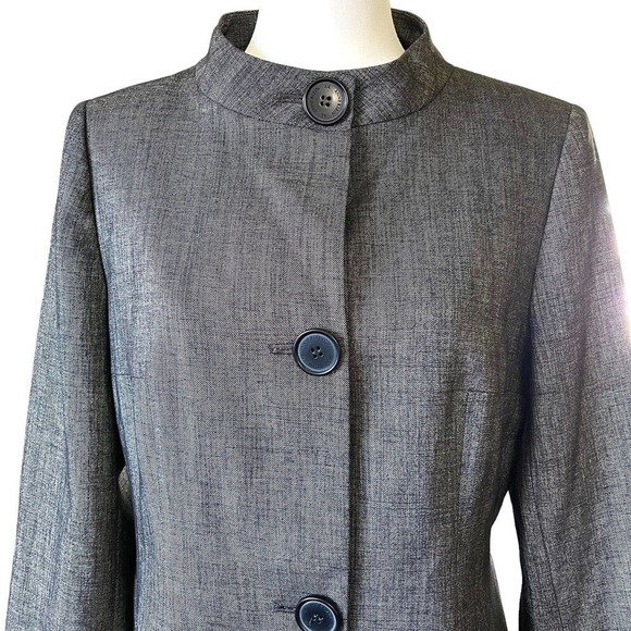 Anne Klein Women’s Short Jacket Suit Coat Black Stretch Shimmer Size 12 Petite - Picture 2 of 9